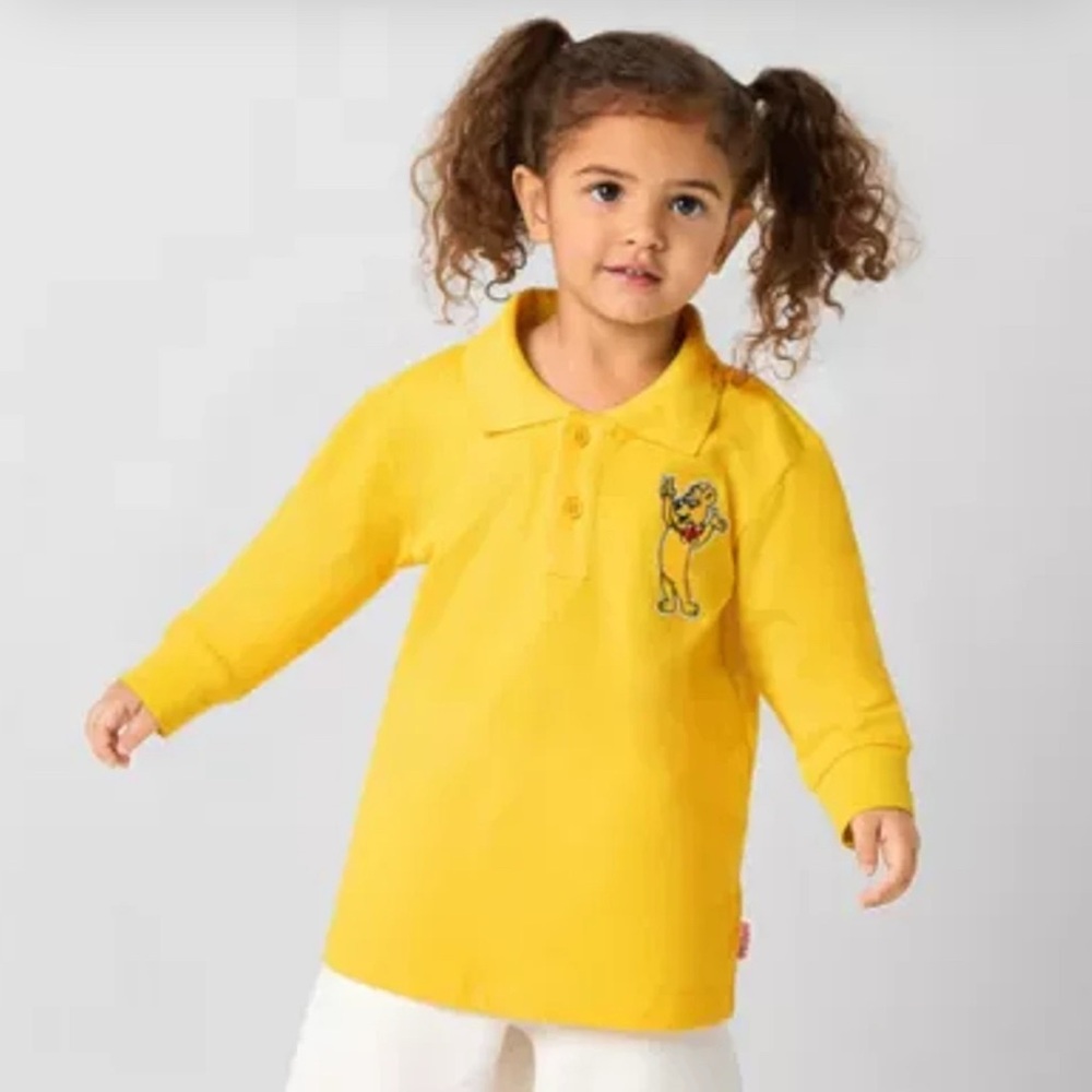 HARIBO Kids Unisex Yellow Long Sleeve Cotton/Spandex Mix Polo Shirt. 5T.     NWT